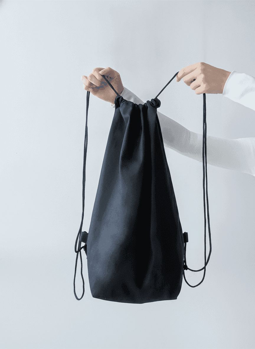 Black Drawstring Shoe Backpack