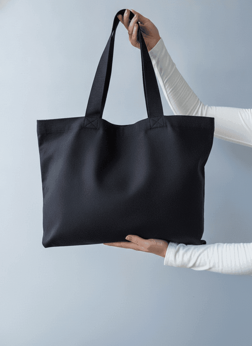 Flat Cotton Twill Tote with Black Handles