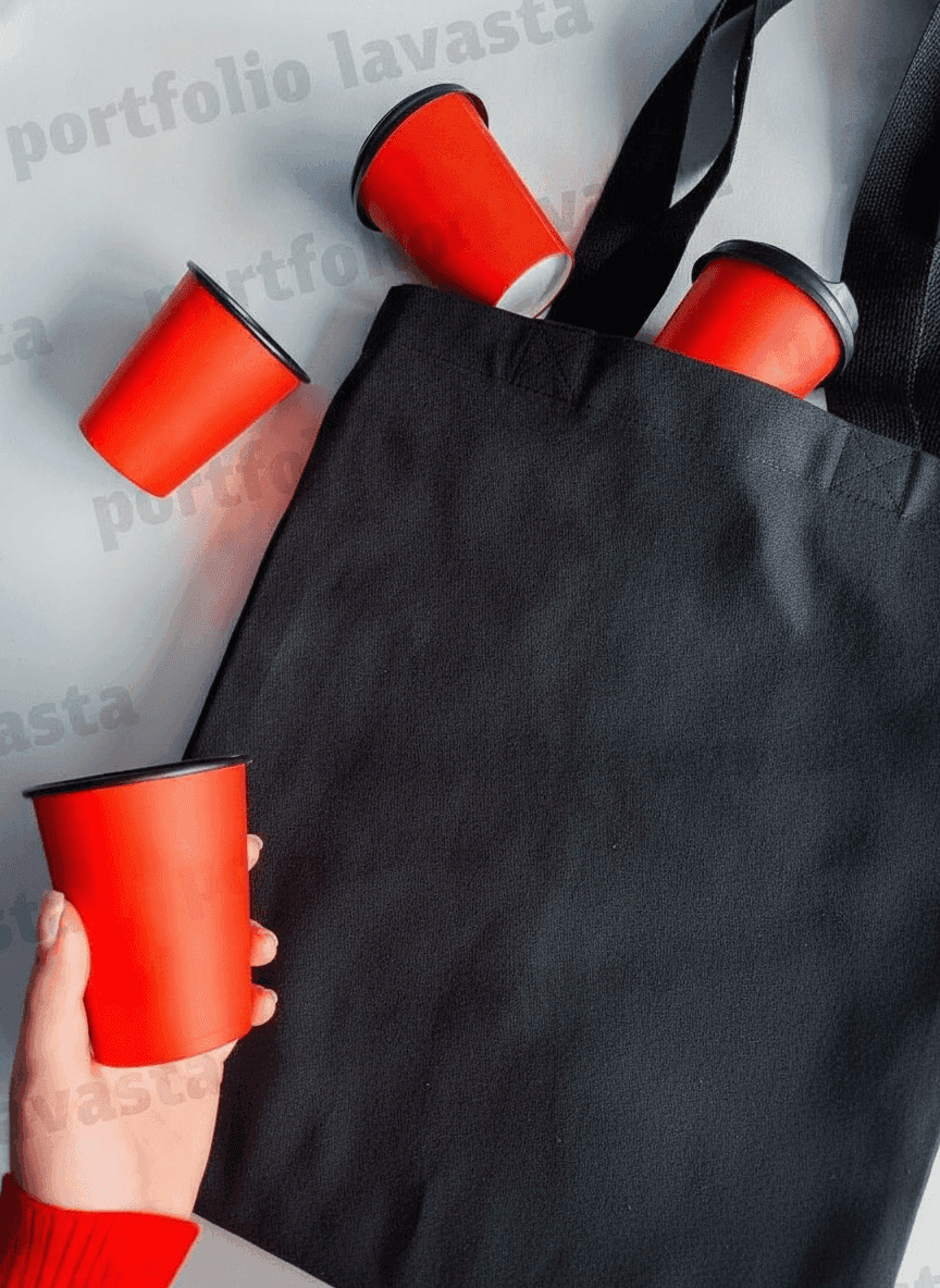 Black Heavy-Duty Cotton Flat-Bottom Tote Bag