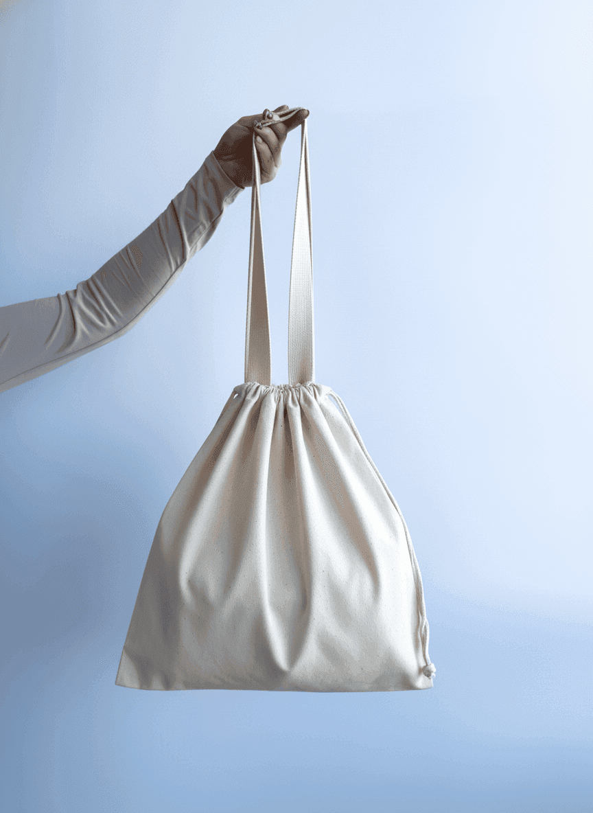 Прочный шопер из саржи с нашивными ручками для покупок