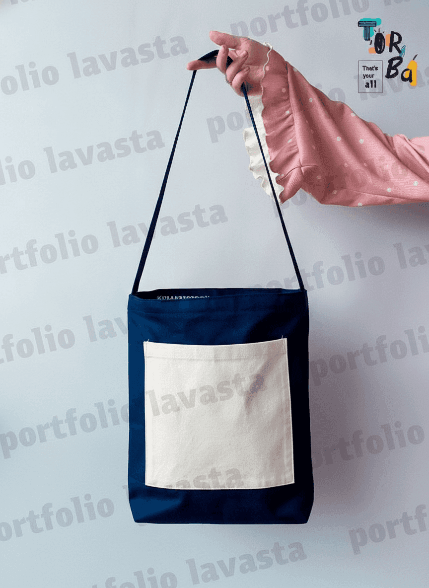 Twill Messenger Bag with Handle & Exterior Pocket
