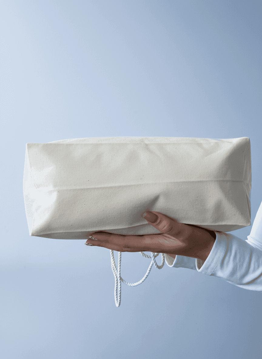 Книжный мешочек из бязи на скрученном канате для покупок