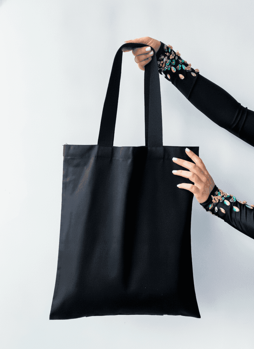 Heavyweight Cotton Tote Bag with Pocket - Black