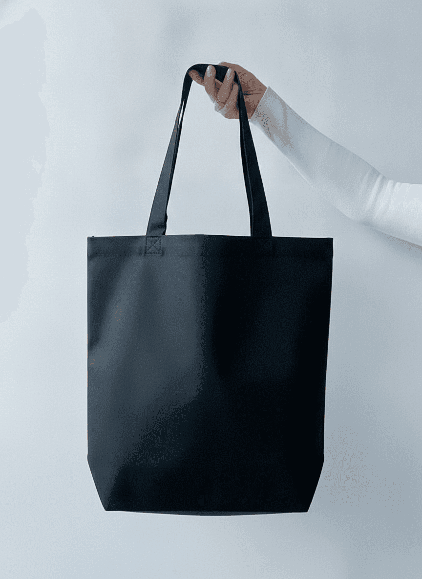 Sturdy Black Lavasta Tote Bag, Wide Bottom