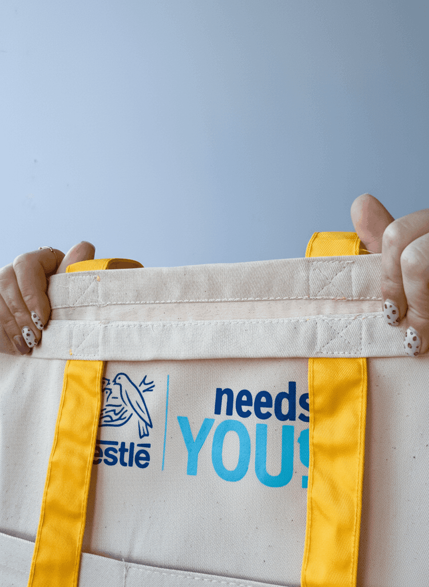 Шопер із бавовняної саржі з довгими ручками для покупок