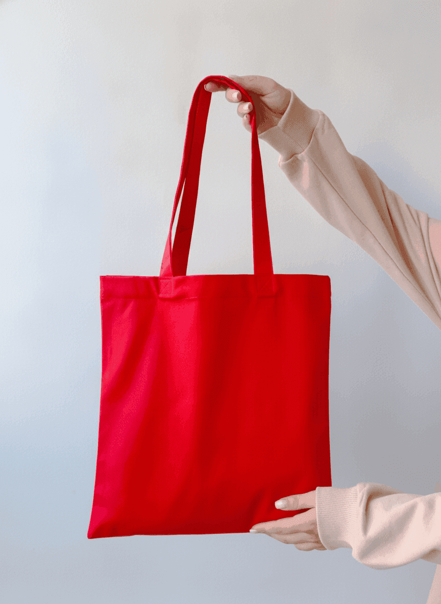 Red sturdy cotton tote bag