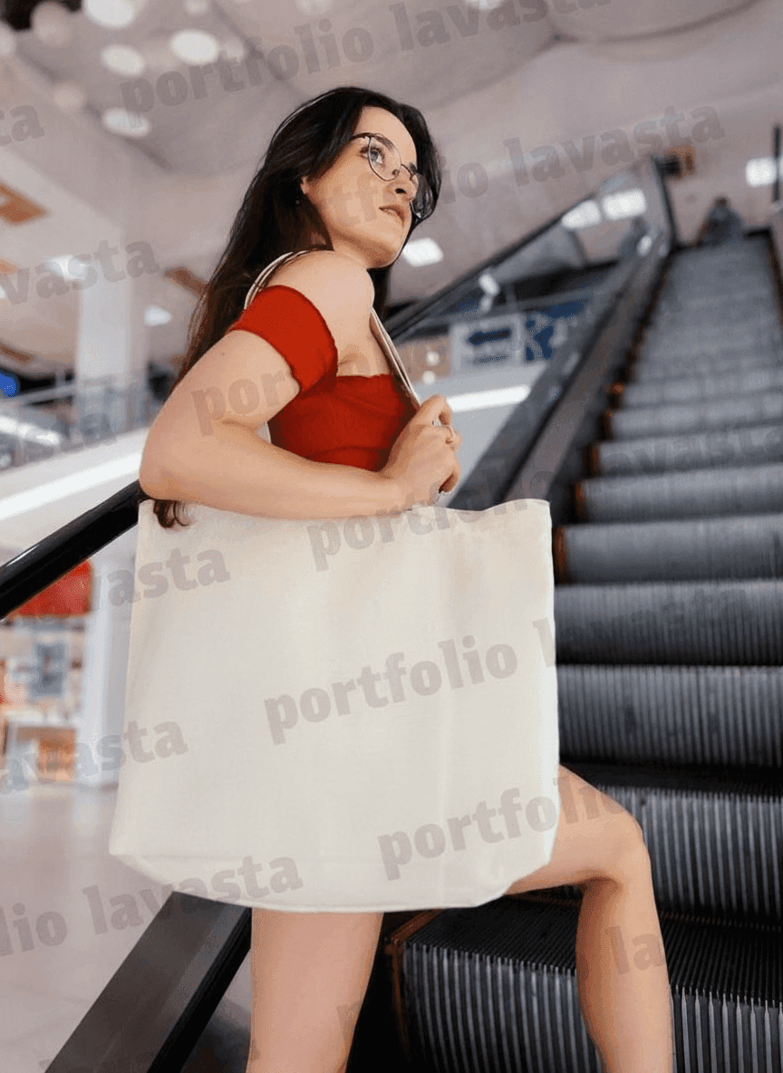 Double-Ply Beach Tote with Contrasting Ribbon