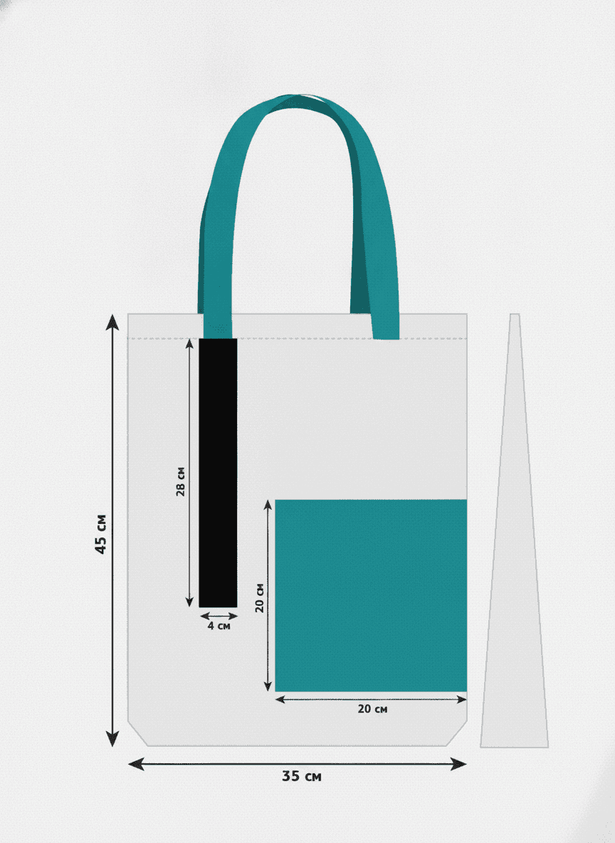 Box-Bottom Tote Bag with Twill Pocket