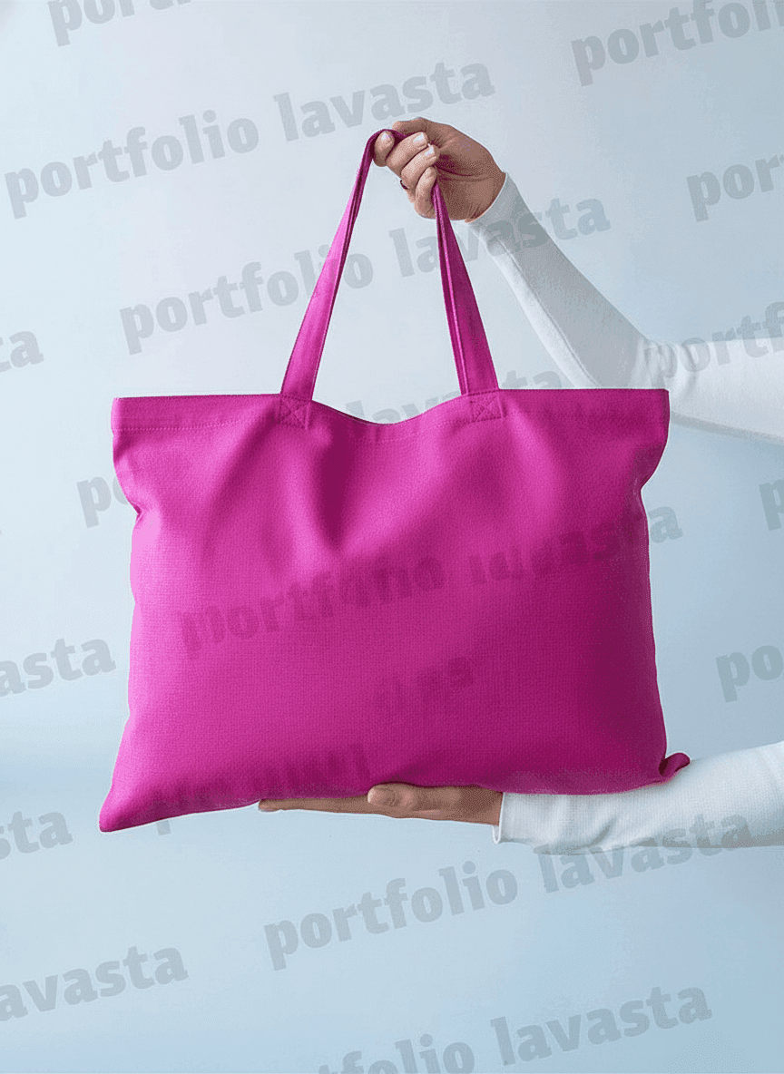 Pink Semi-Panama Fabric Tote Bag