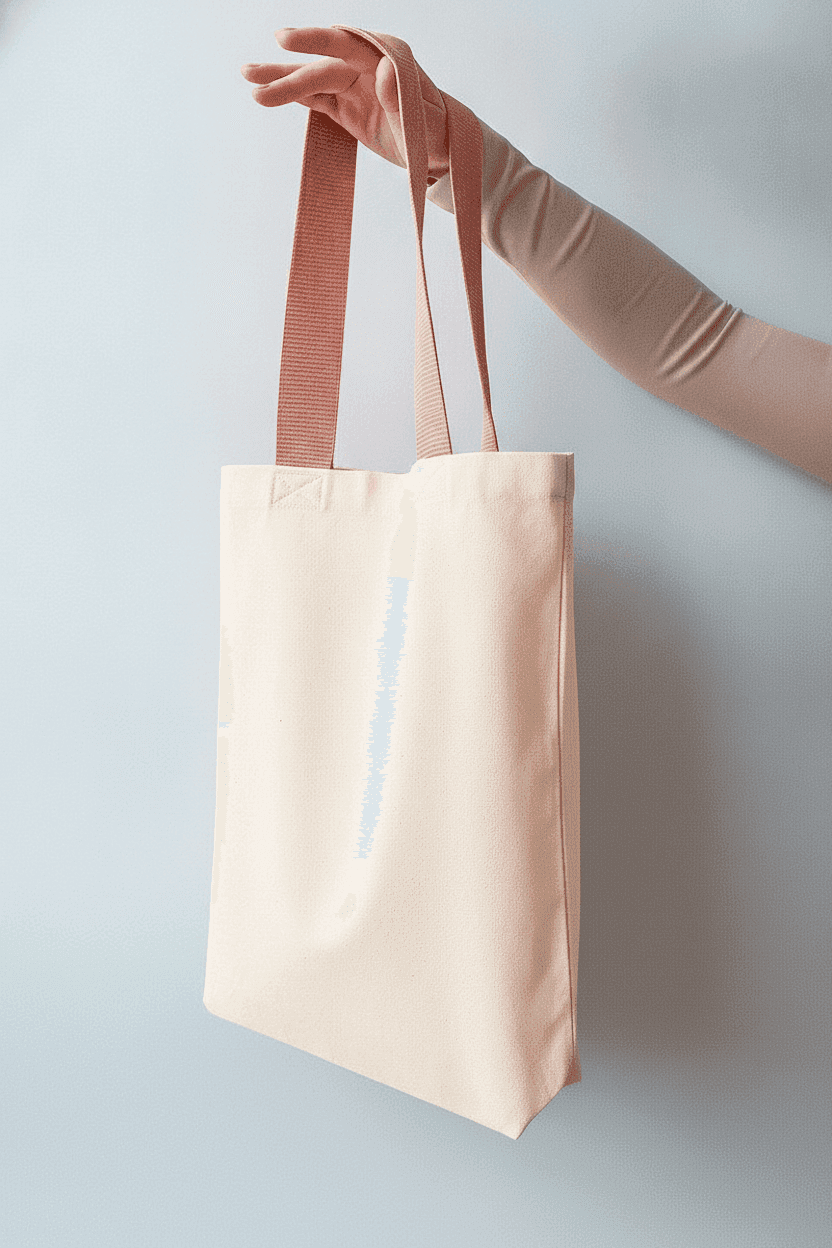 Cotton Tote Bag with Terracotta Handles & Pocket