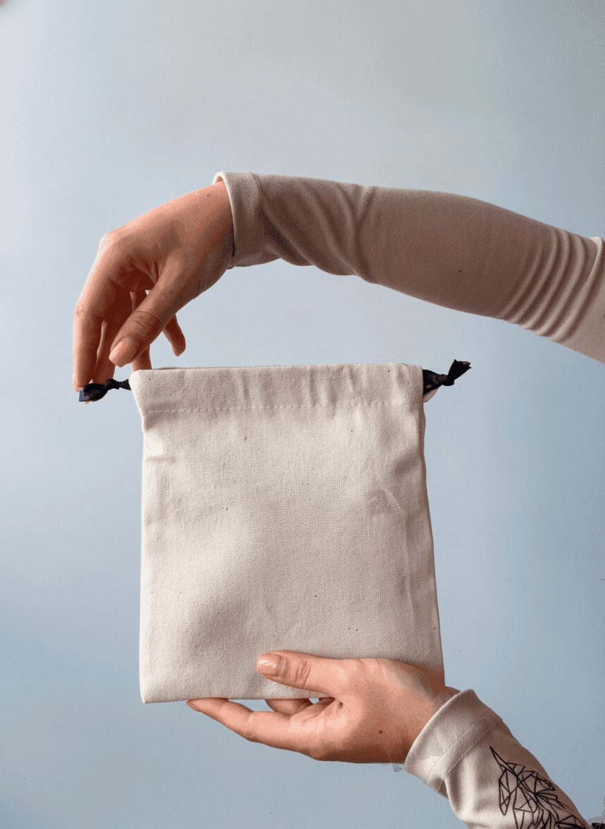 Small Twill Pouch with Dual Drawstrings