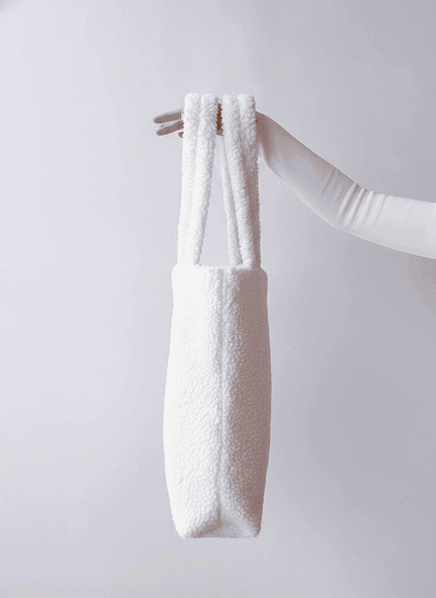 White Fluffy Shearling Tote Bag