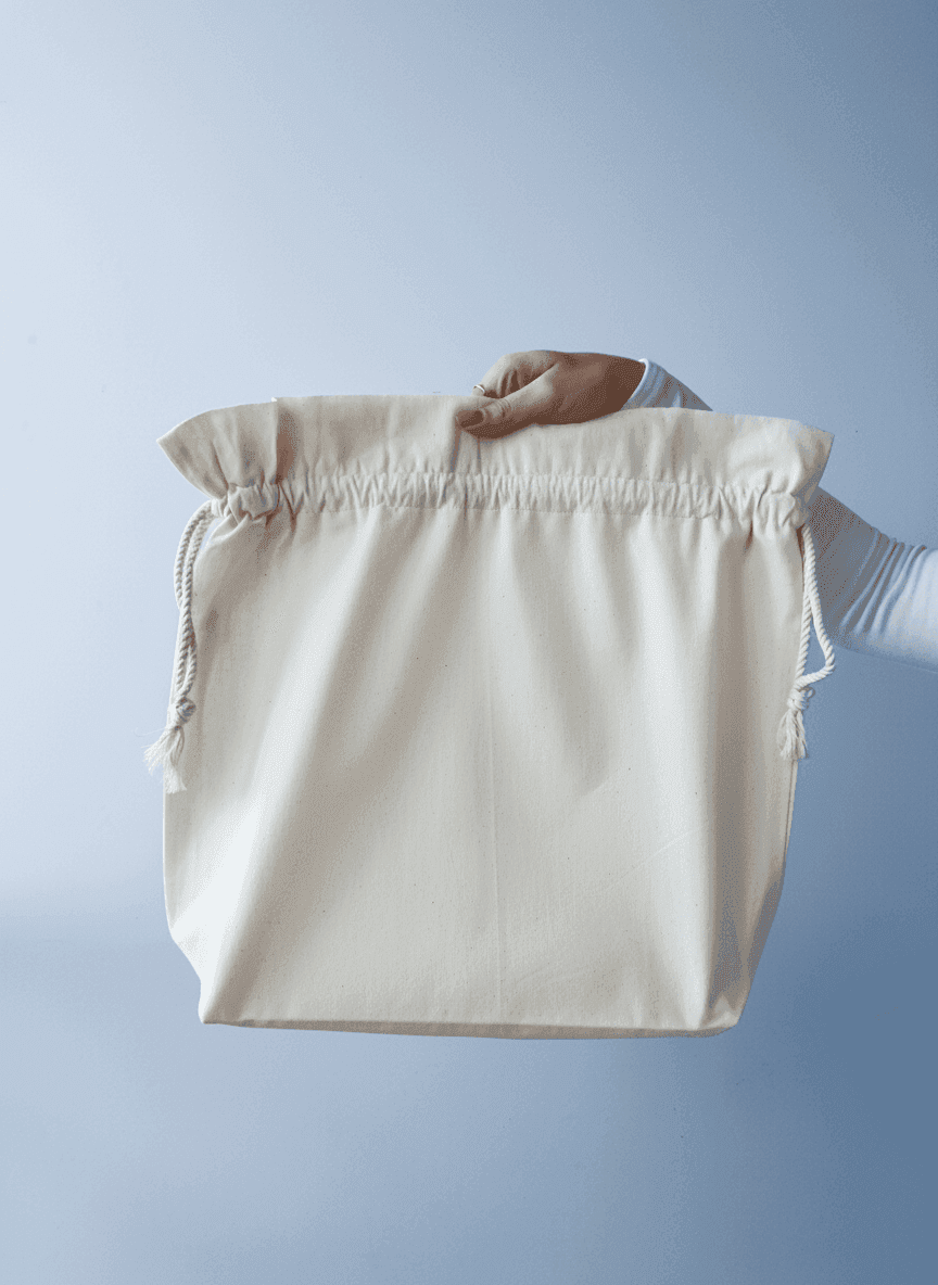 Книжный мешочек из бязи на скрученном канате для покупок