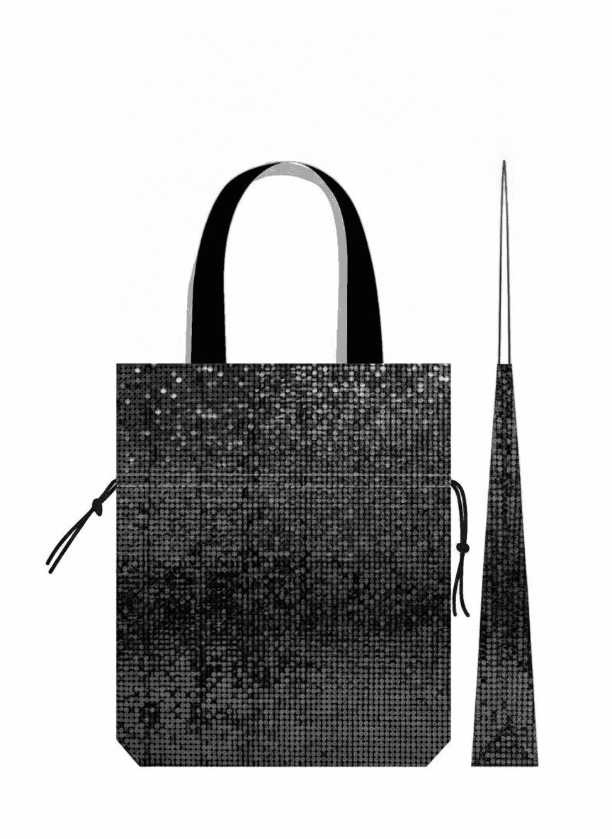 Sequin tote with leather handles