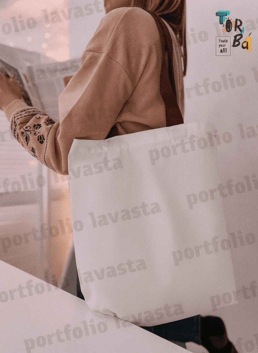 White Heavyweight Cotton Tote Bag with Burgundy Handles