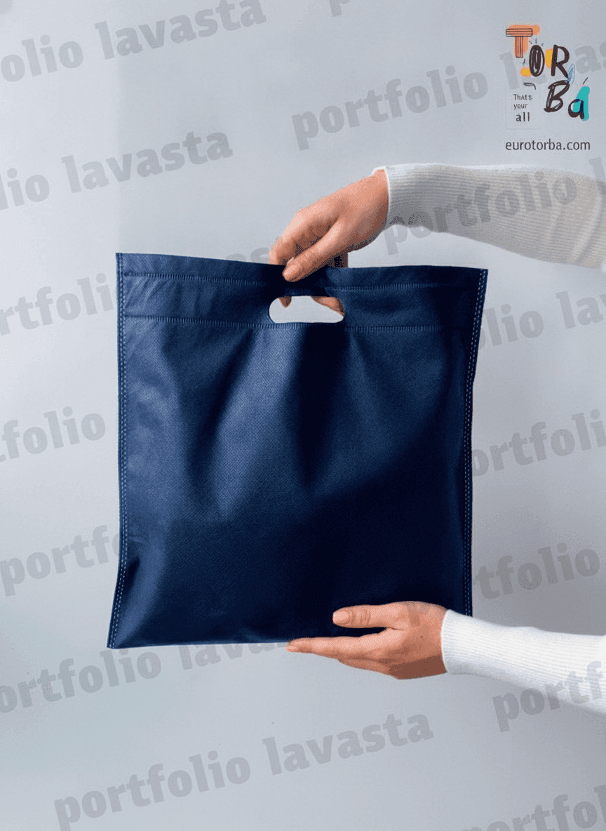 Dark Blue Spunbond Tote with Die-Cut Handle