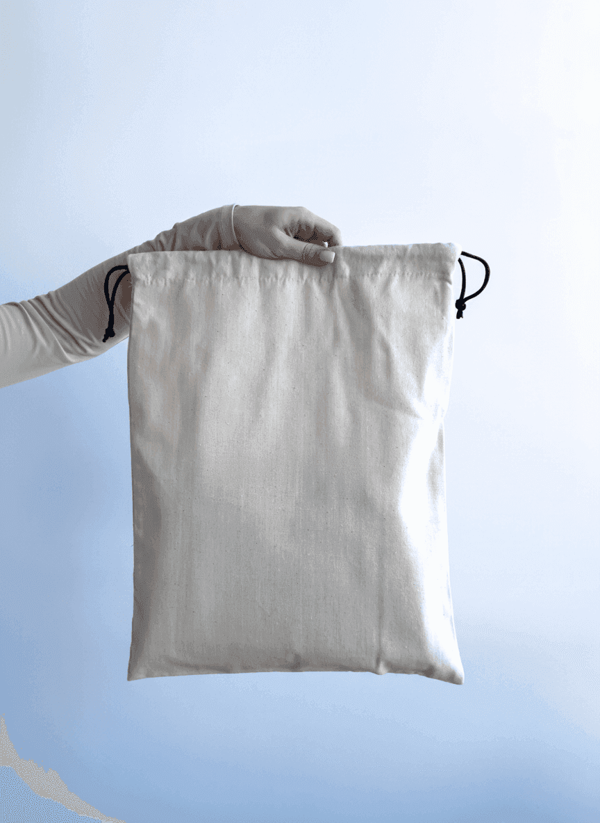 Мешок на шнурке из двунитки натурального оттенка для покупок