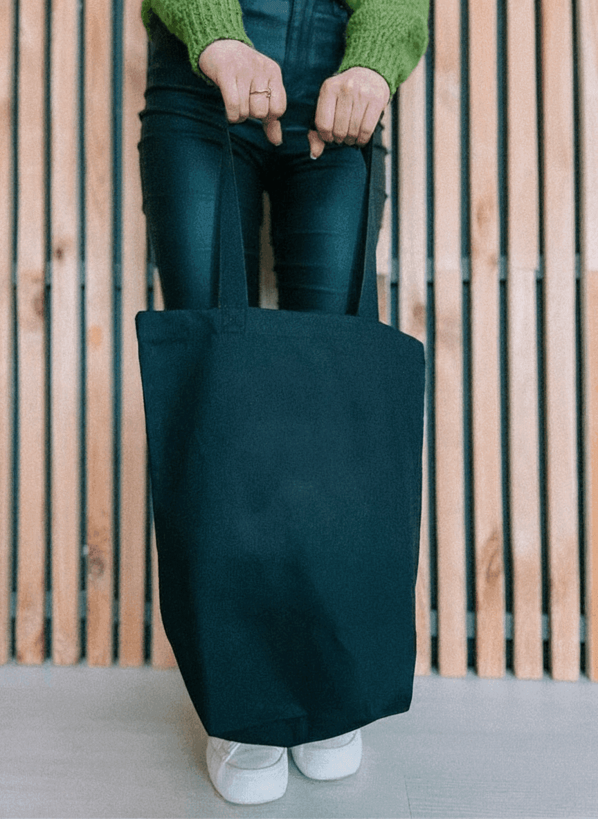 Sturdy Black Lavasta Tote Bag, Wide Bottom