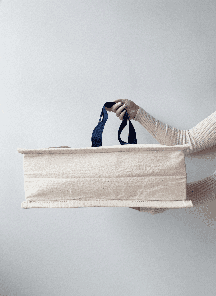 Light Beige Tote with Contrast Handles & Trim