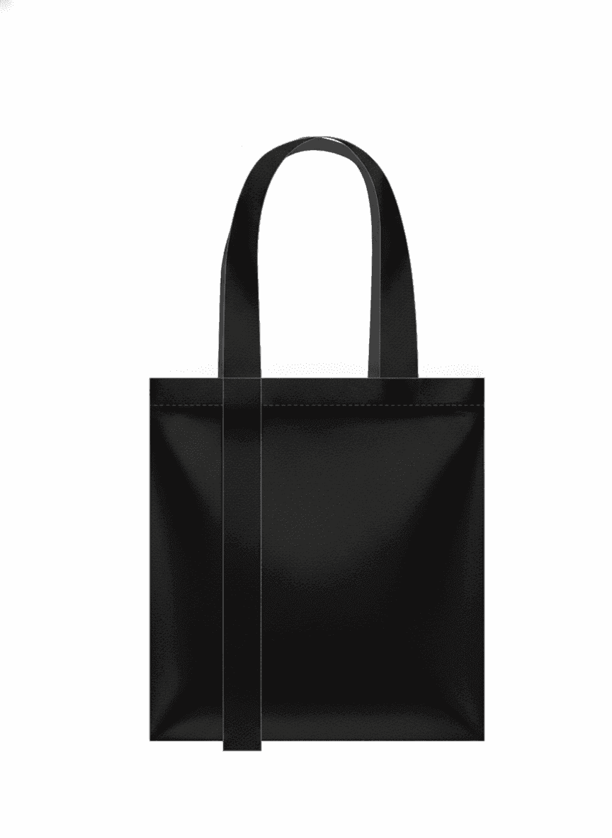 Black Cotton Tote Bag with Long Handles
