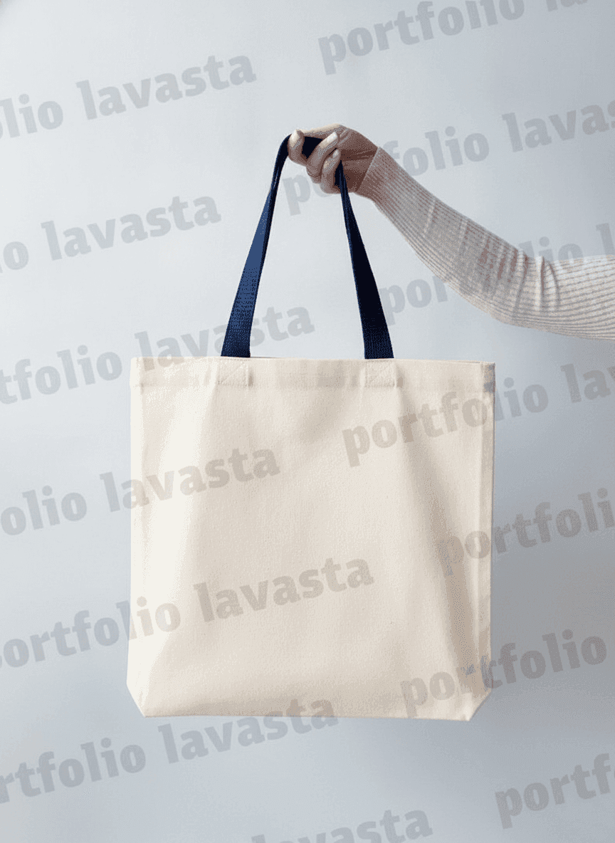 Light Beige Tote with Contrast Handles & Trim