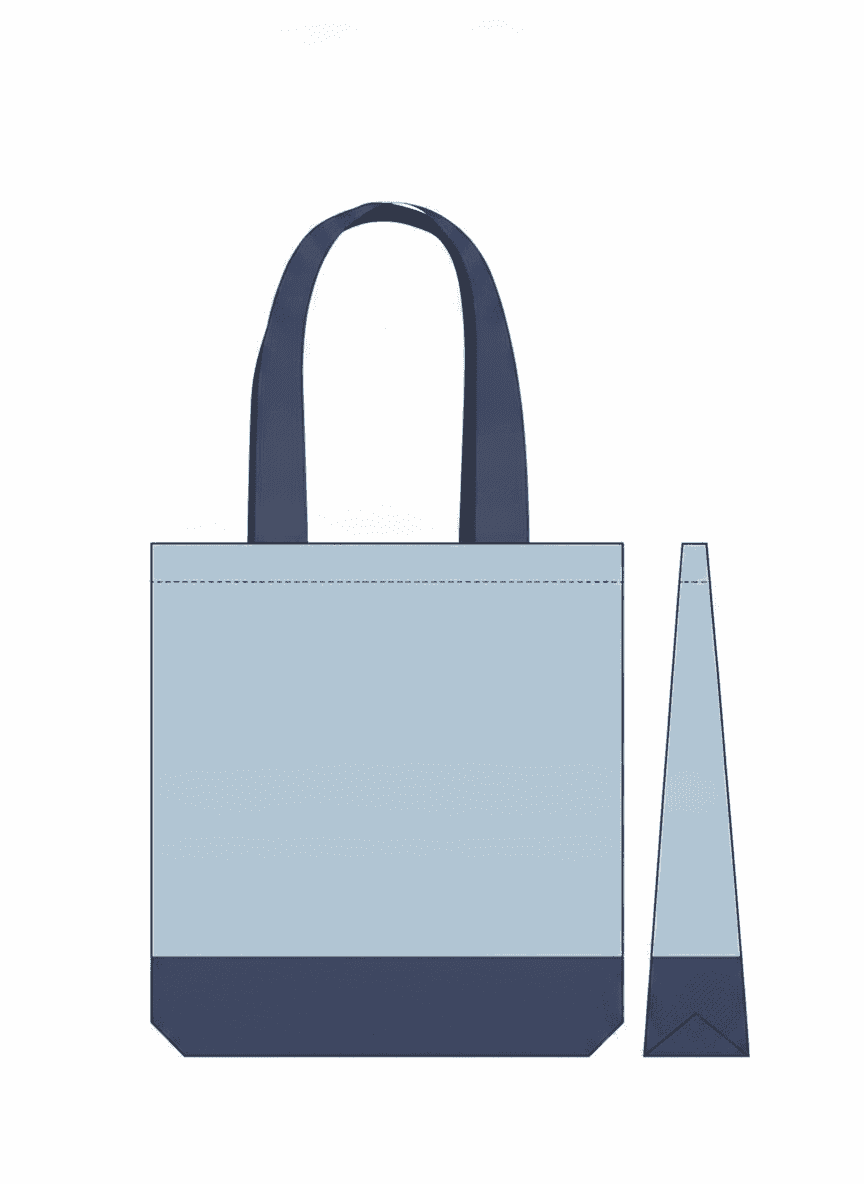 Two-Tone Gray and Blue Heavyweight Cotton Tote