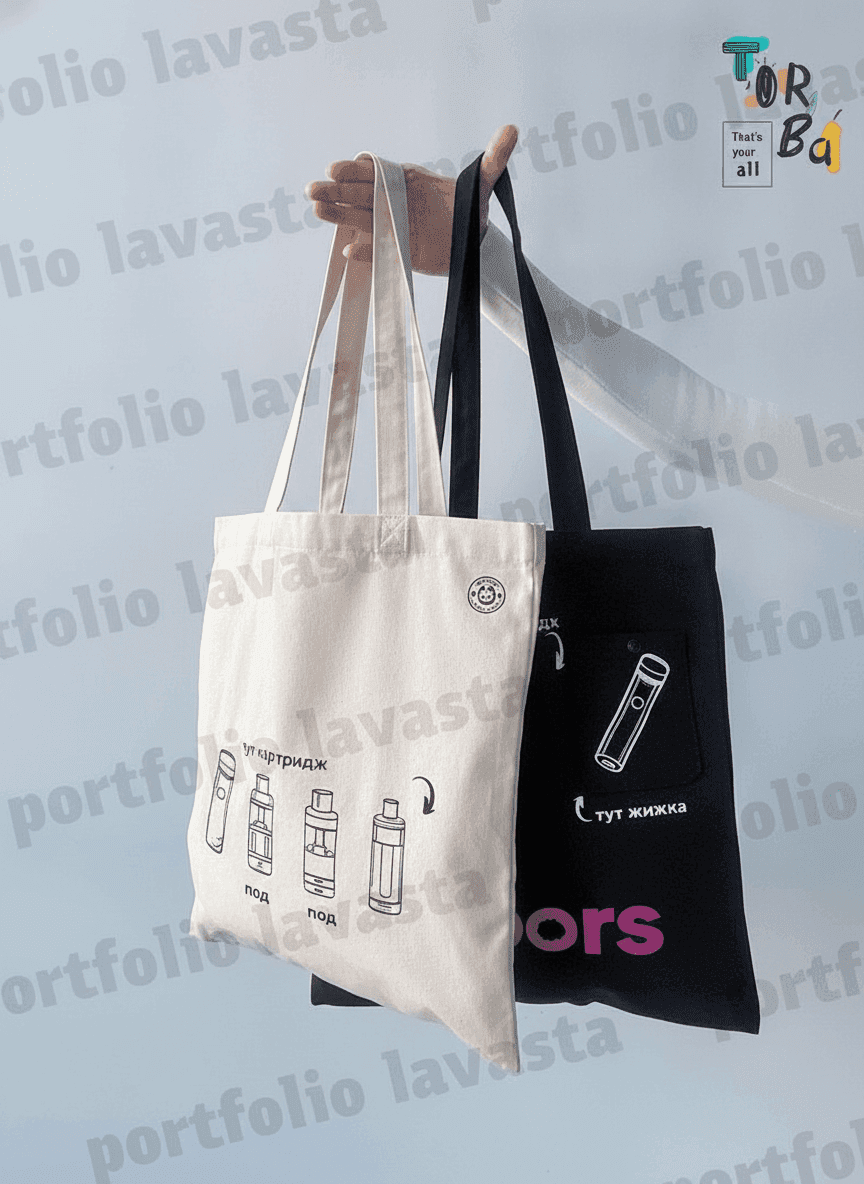 Natural Cotton Twill Shopper Tote Bag with Snap Pockets