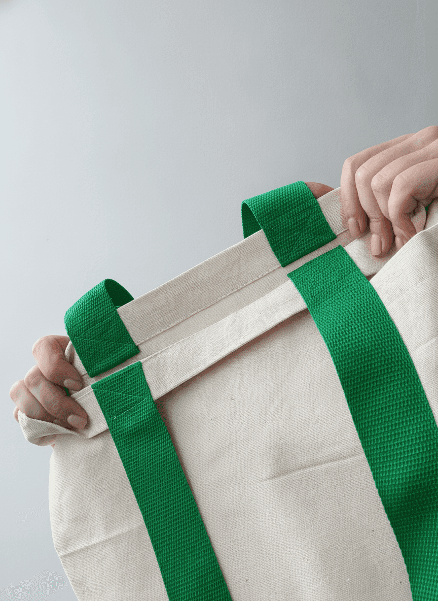 Reusable natural fabric tote bag with pocket