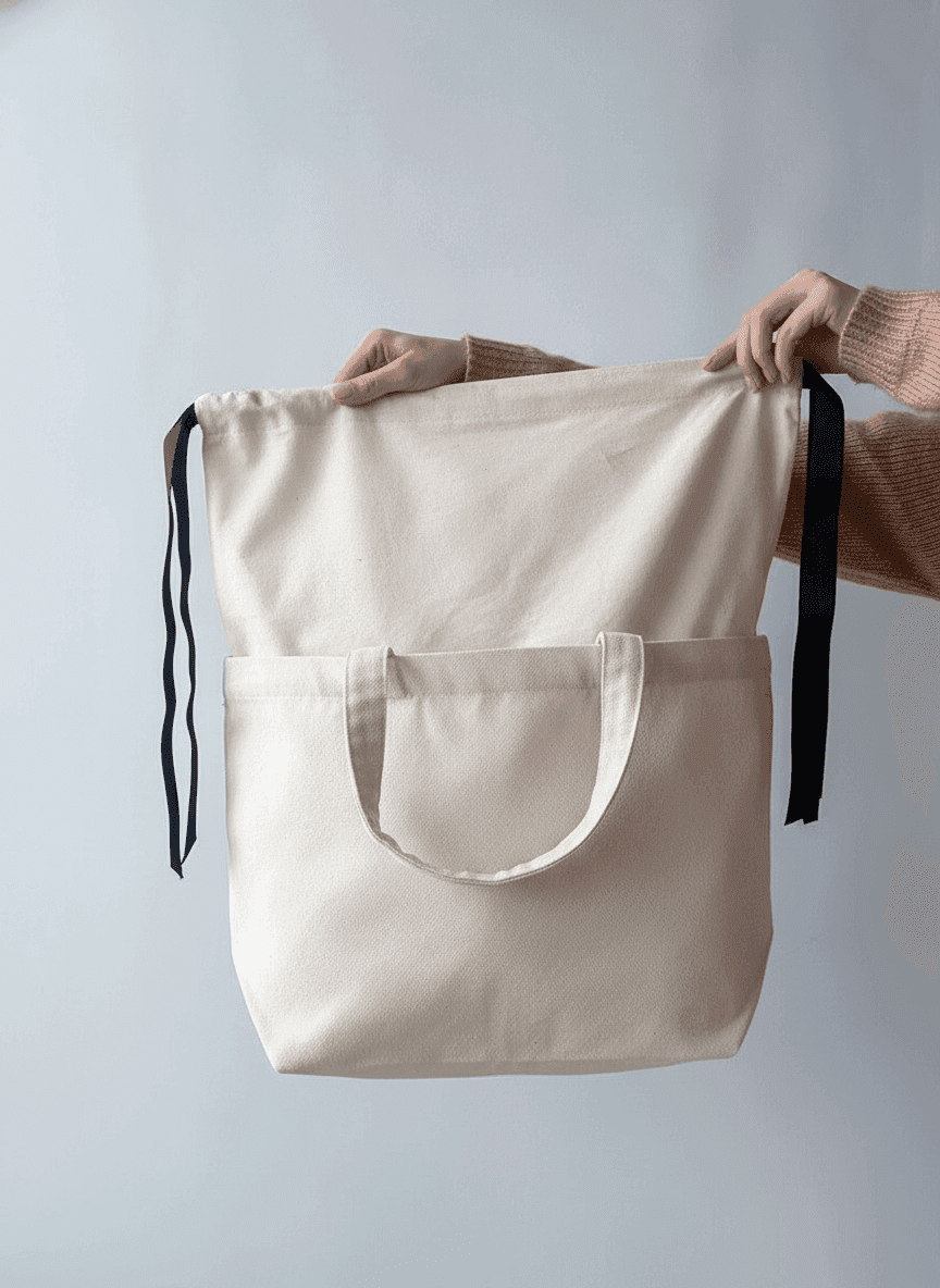 Spacious Cotton Drawstring Bag
