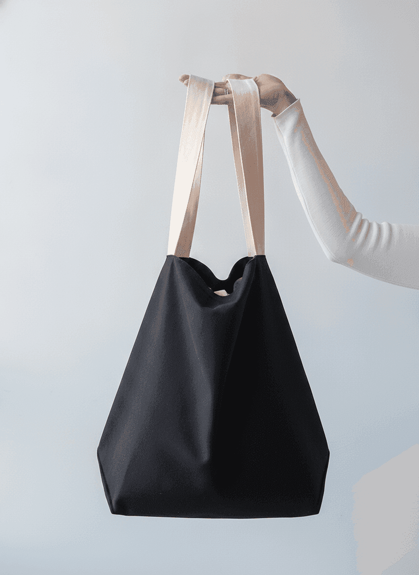 Black Canvas Mini Backpack with Light Straps