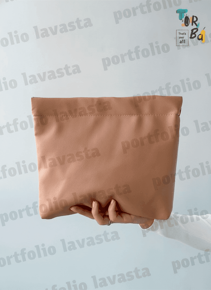 Light Brown Vegan Leather Pouch