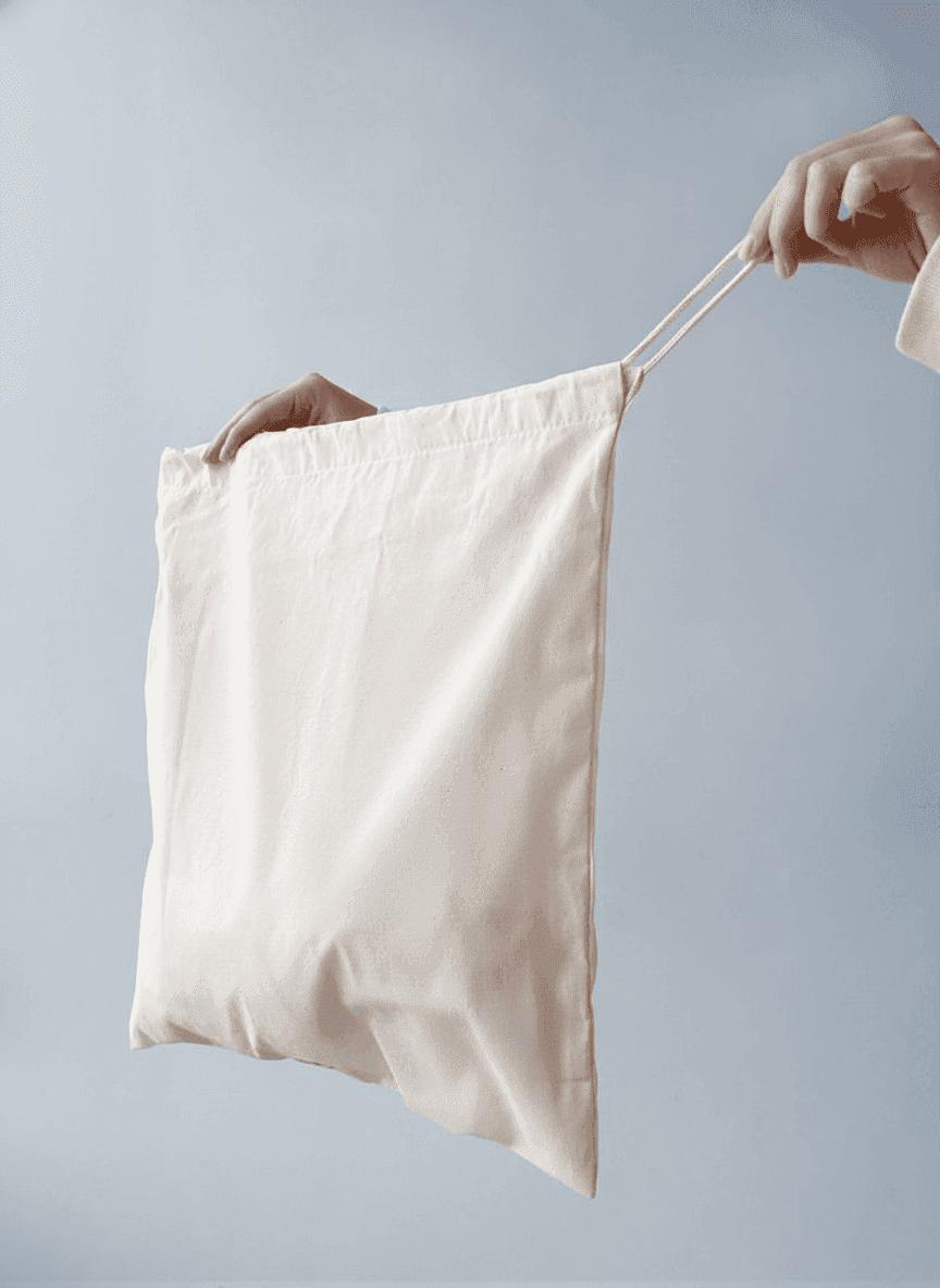 Light Beige Cotton Drawstring Pouch