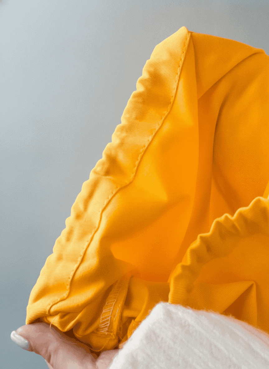 Yellow Calico Pouch with Flat Bottom