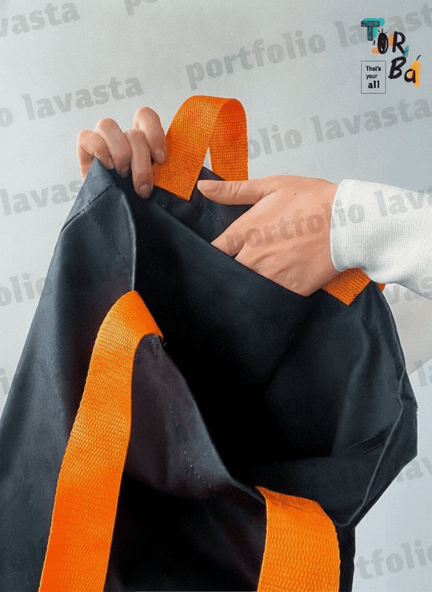 Lavasta tote bag with orange handles and pocket