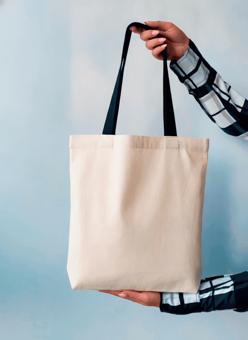 Double-Layer Tote Bag with Overlap Handle & Pocket