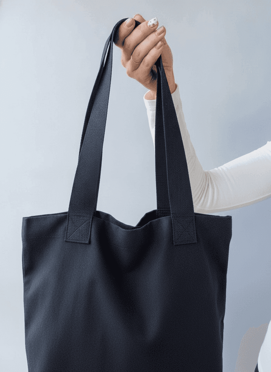 Flat Cotton Twill Tote with Black Handles