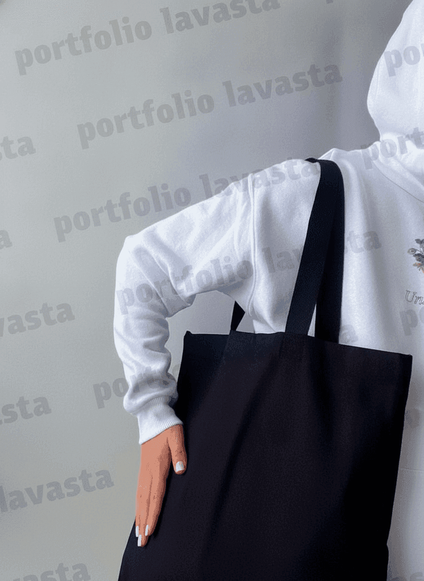 Roomy Black Calico Tote Bag