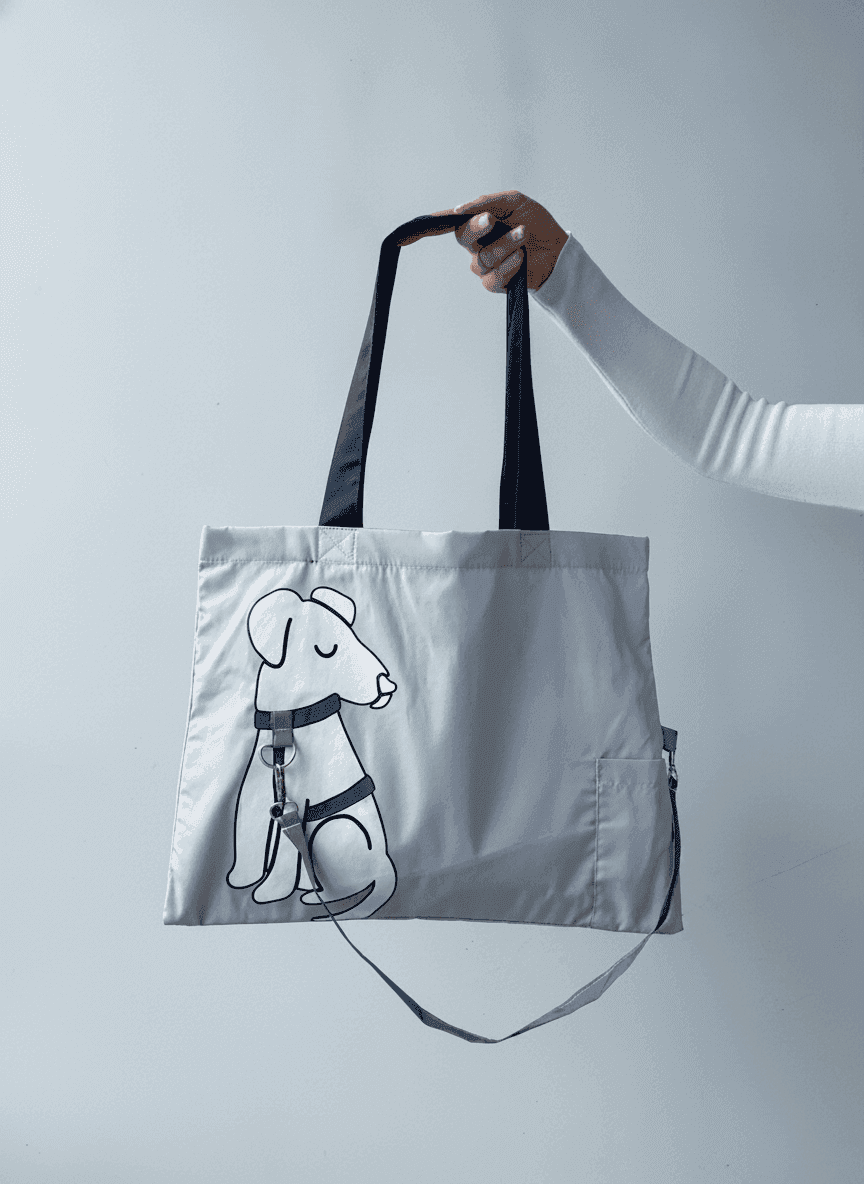 Eco Twill Tote Bag with Dog & Leash Illustration