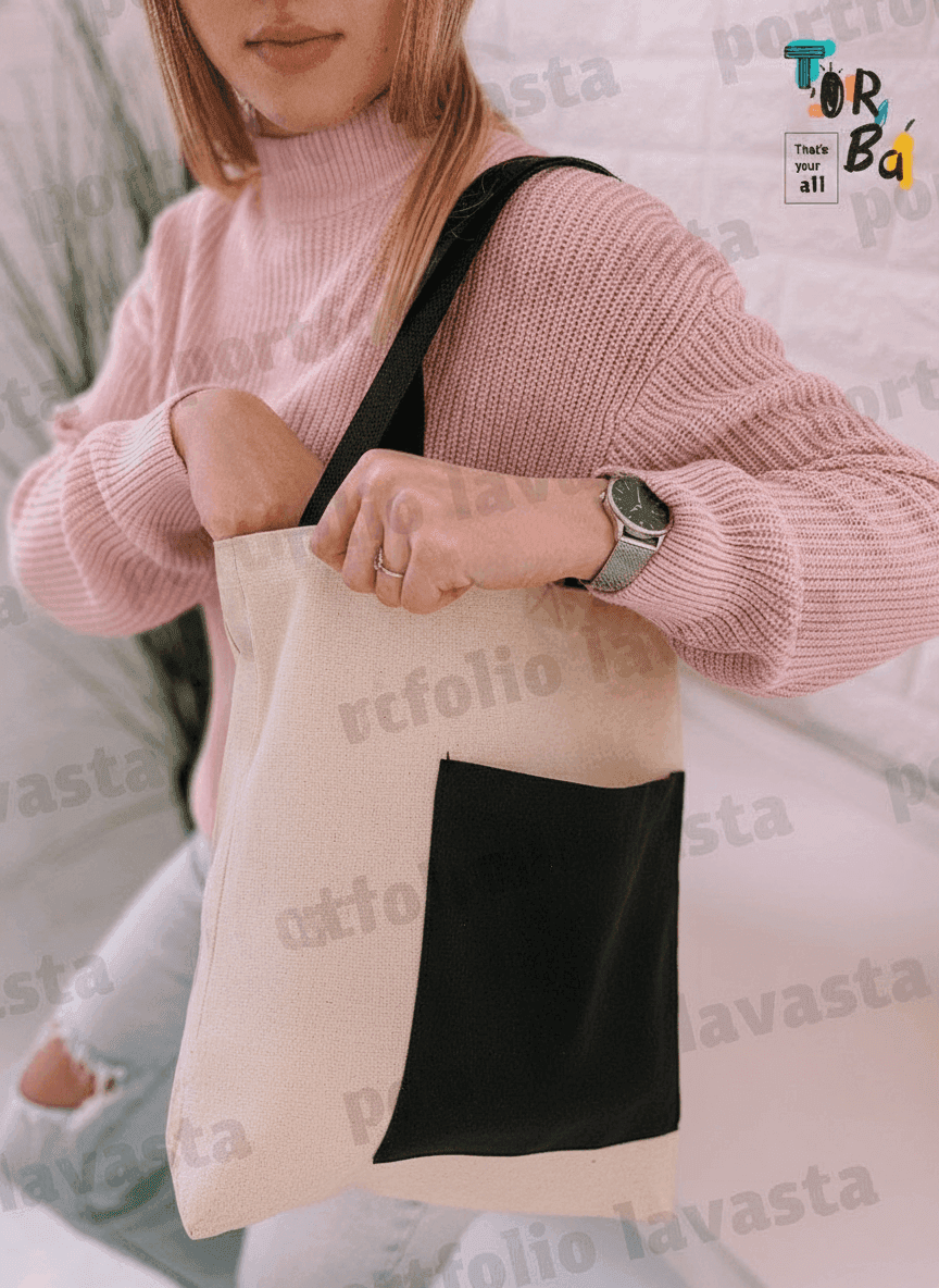 Light Beige Two-Ply Cotton Tote Bag