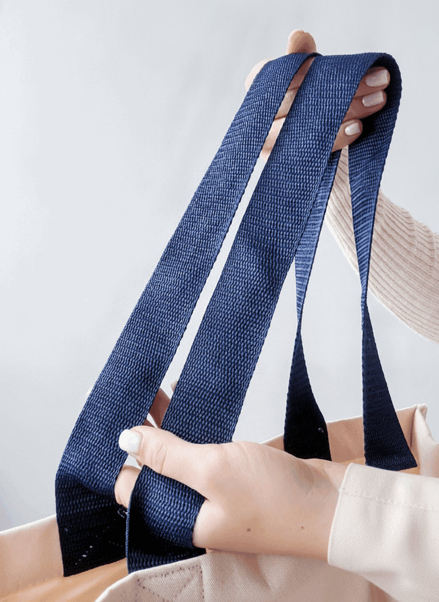 Light Beige Tote with Contrast Handles & Trim
