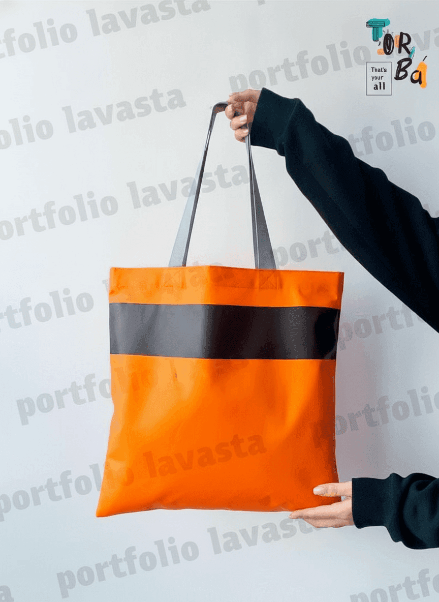 Waterproof tote bag with long reflective strap