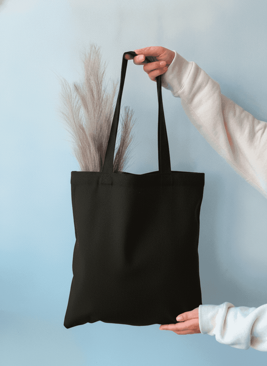 Cotton Tote Bag Slava Ukraini Print Black