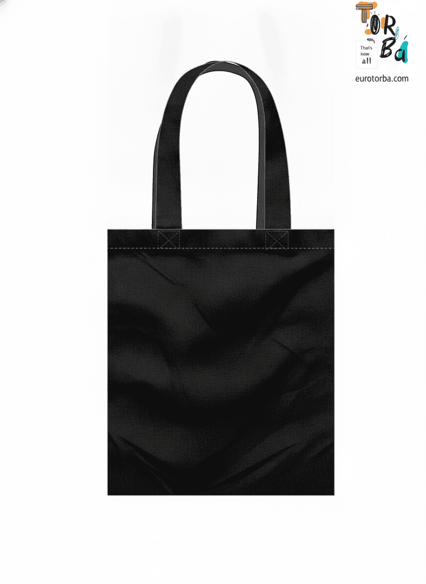 Black Printed Cotton Calico Tote Bag