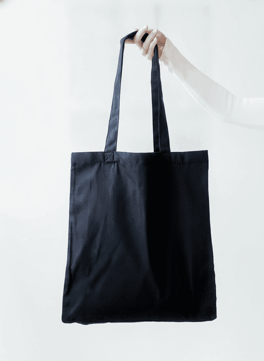Black Expandable Natural Fabric Tote Bag