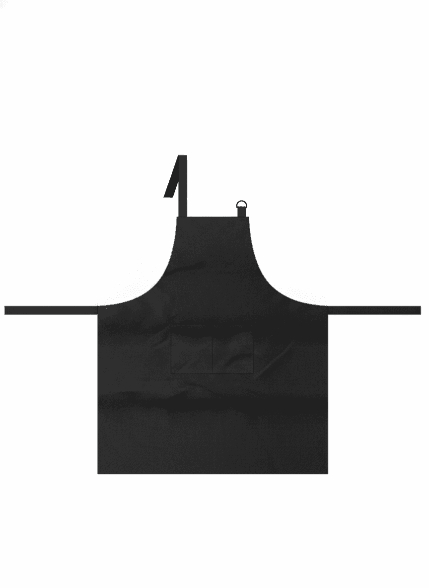 Black Gabardine Printed Apron