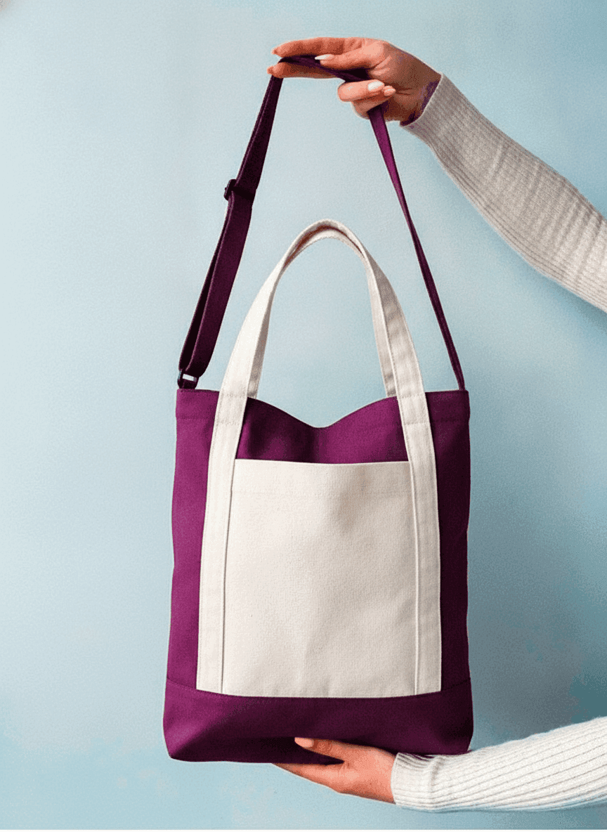 Tote Bag with Crossbody Strap and Pockets