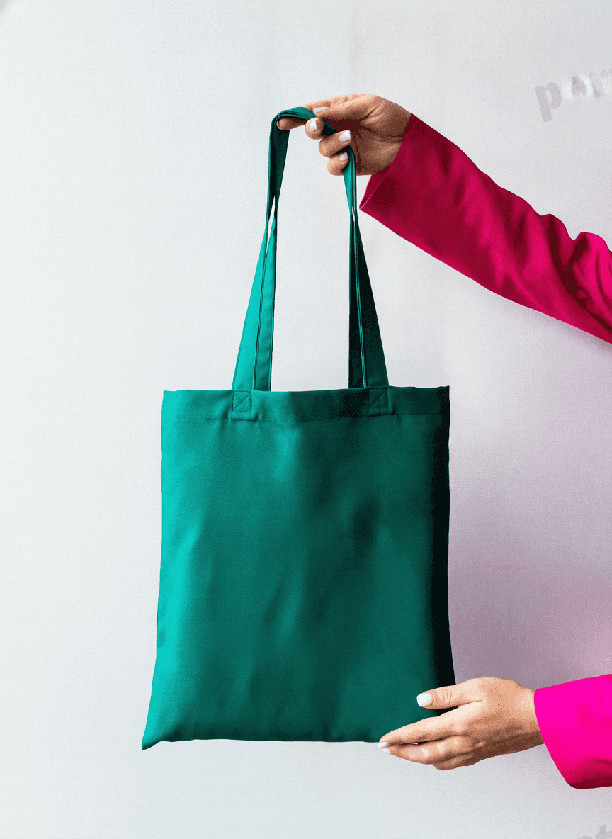 Green Gabardine Tote Bag