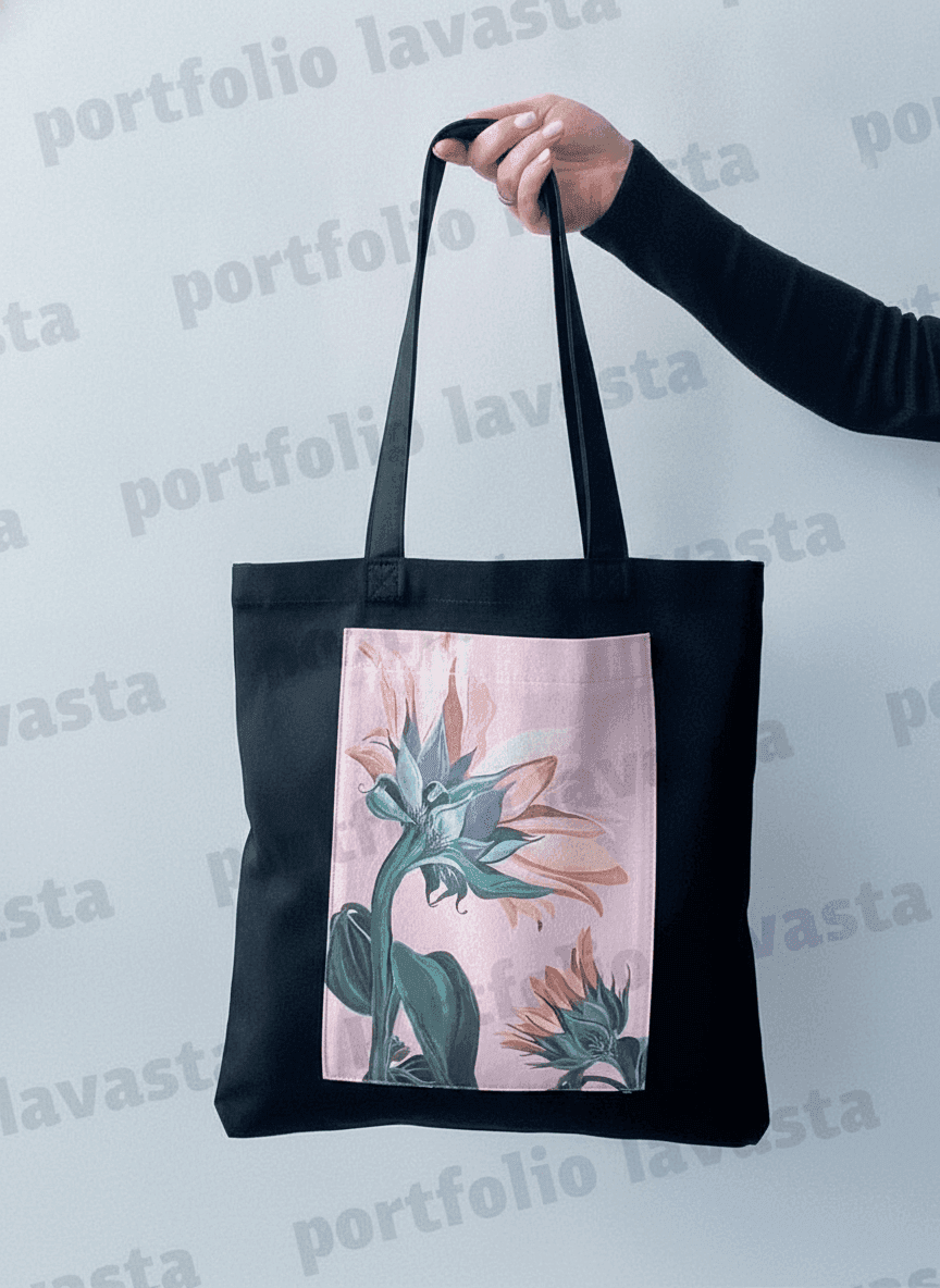 Eco tote bag with twill pocket