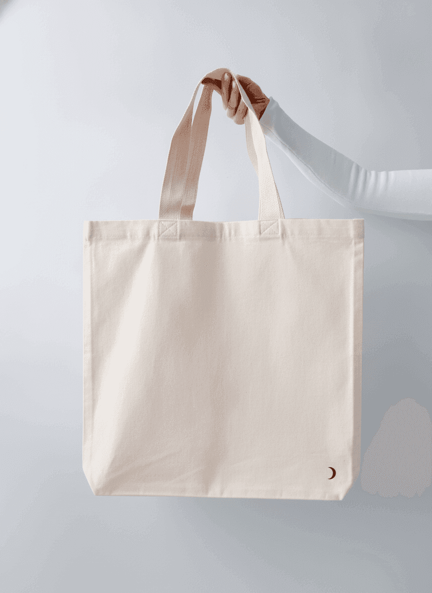 Beige Double-Ply Cotton Tote with Sturdy Handles