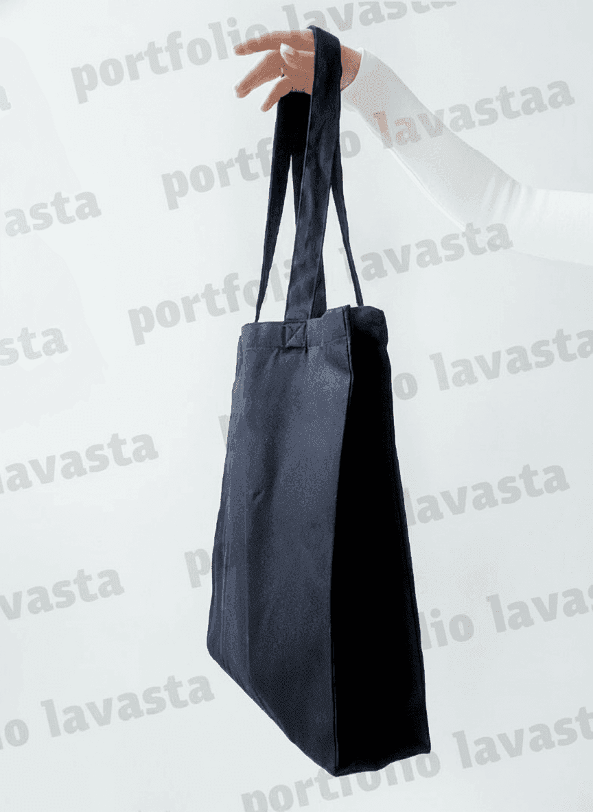 Black Expandable Natural Fabric Tote Bag